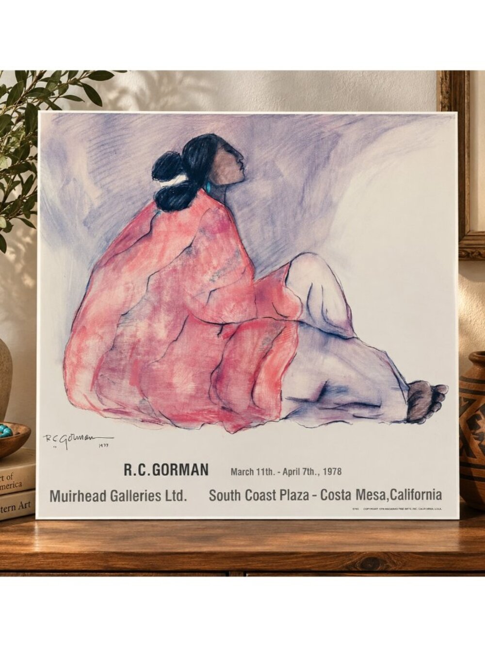 R.C. Gorman Seated Woman 1977 Muirhead Gallery Exhibition Poster Navajo Art